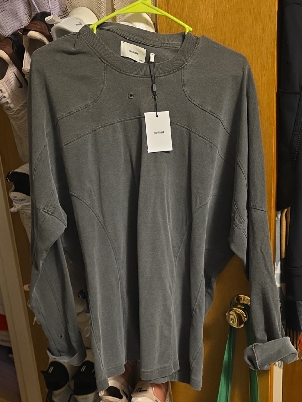 Joah Brown Washed Gray Long Sleeve Top